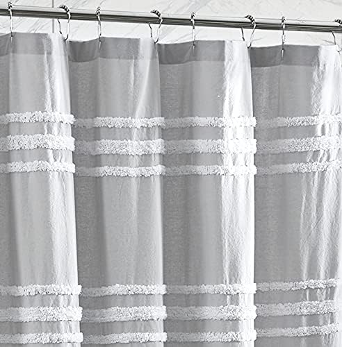 DKNY Chenille Stripe 100% Cotton Fabric Shower Curtain for Bathroom