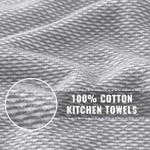Homaxy 100% Cotton Terry Kitchen Towels(15" x 25", 6 Pack),Dark Grey
