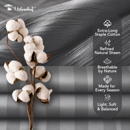 URBANHUT 100% Cotton 600 Thread Count Damask King Size Sheets - Dark
