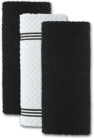 Infinitee Xclusives Premium Kitchen Towels - Black [Pack of 12] 100%