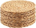 8 Pack 11.8 Inch Round Woven Placemats, Water Hyacinth Woven Rattan