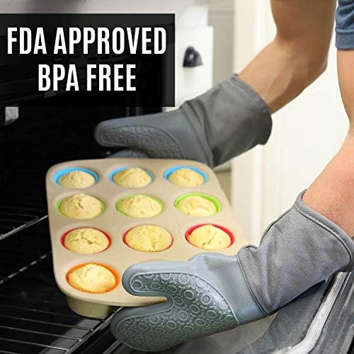 BPA-Free Soft Silicone 4 Piece Oven Mitts & Trivets Set - Ultra Heat