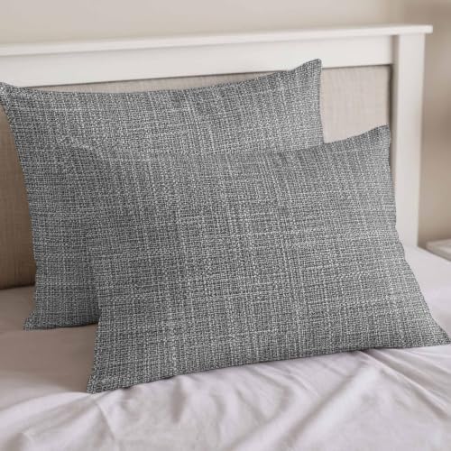 Medium Gray Linen Texture California King Duvet Cover Set - 4 Pcs