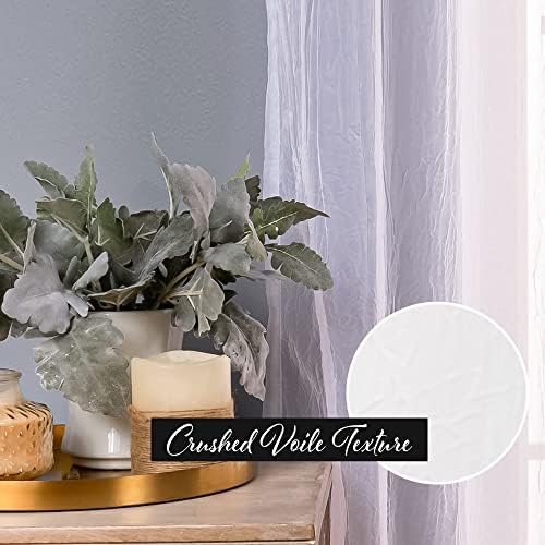 Home Fashion Crushed Voile Sheer Curtain Set of 2 Panels – Antique
