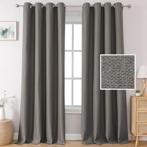 H.VERSAILTEX Linen Blackout Curtains Primitive Textured Linen Blackout