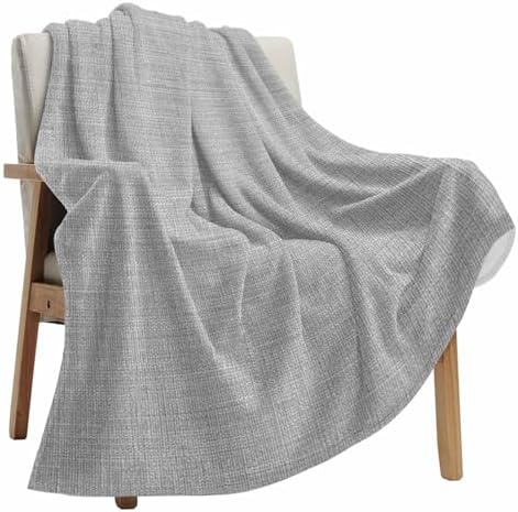 Solid Color Gray Flannel Throw Blanket Fleece Blankets,Vintage Linen