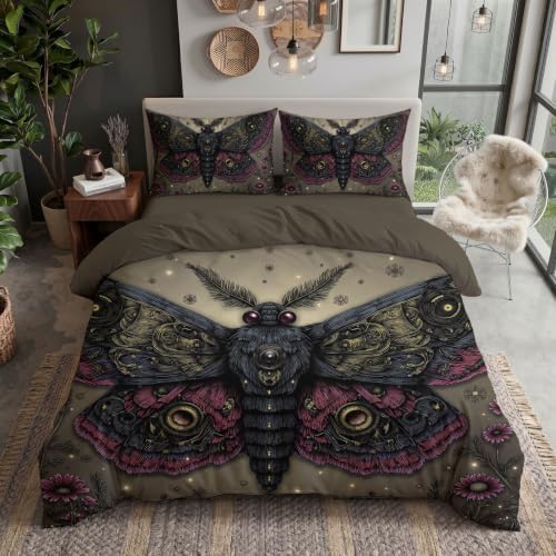 Charcoal Gray Mysterious Halloween Animals Duvet Cover Set For Women