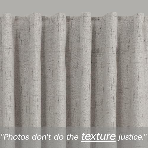 KOUFALL Taupe Back Tab Linen Blackout Curtains 52x120 Inches Long