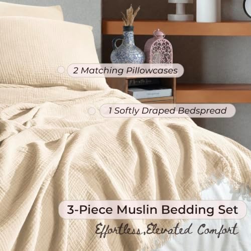 California King Summer Bedspread, 4-Layer Muslin%100 Cotton