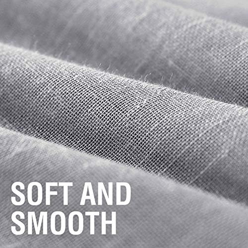 H.VERSAILTEX Linen Sheer Curtains 63 Inch Long Pair Set Linen Textured