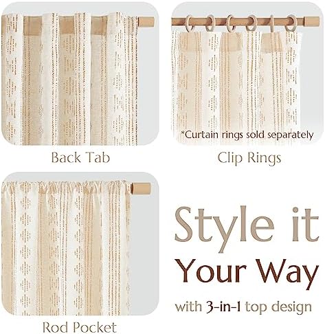 jinchan Linen Curtains Light Filtering 50x84 Inch Back Tab 2 Panels