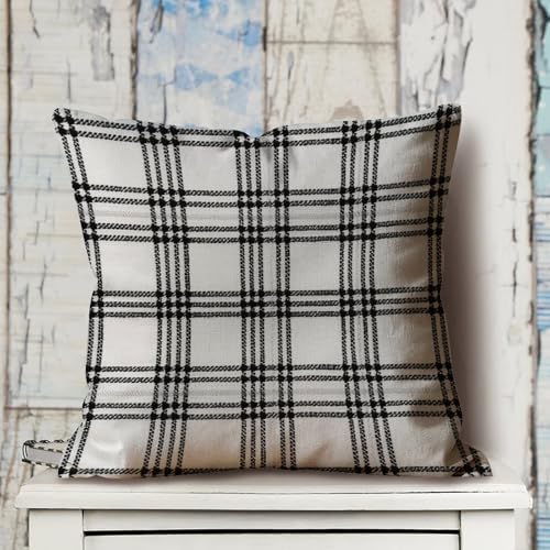 White and Black Plaid Pillow Covers Set of 2, Funny Gifts White Cotton