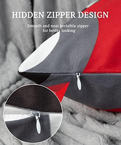 D DIFARIC Red and Black Throw Pillow Covers 18x18 Inches Set of 4