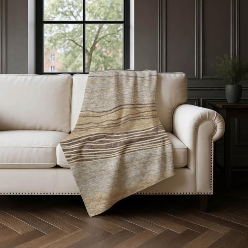 Addison Rugs ASB735 Taupe 50" x 70" Oversized Sherpa Throw Blanket