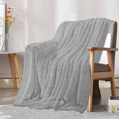 Solid Color Gray Flannel Throw Blanket Fleece Blankets,Vintage Linen