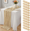 12 Pack Beige Cheesecloth Table Runner 10Ft, Gauze Table Runners 21.5