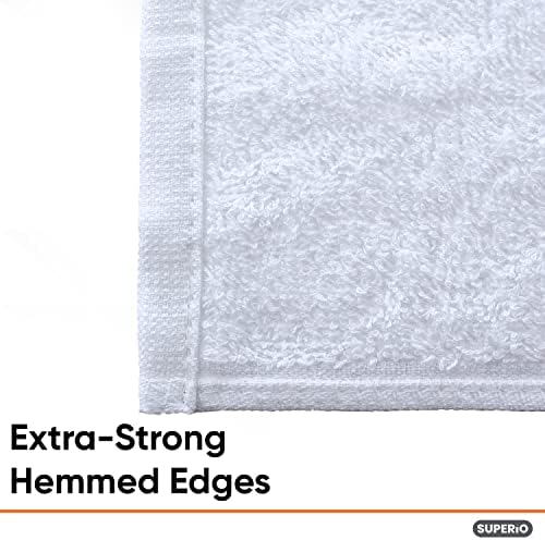 Superio Terry Cloth Rags White Washcloths 100% Cotton 12" Cleaning