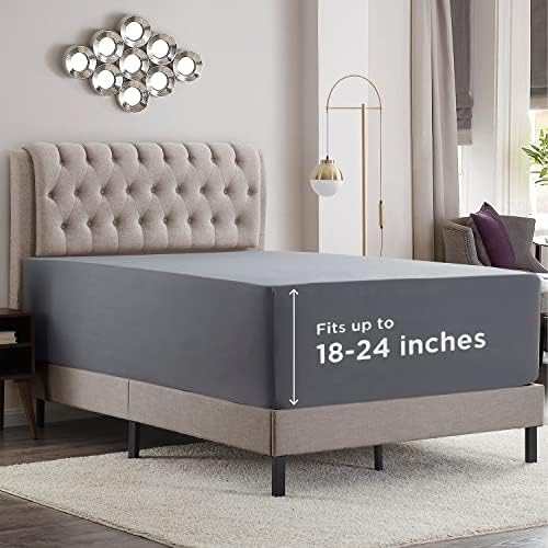 Empyrean 2 Pack Charcoal Grey Fitted Sheet Extra Deep Pocket, Hotel