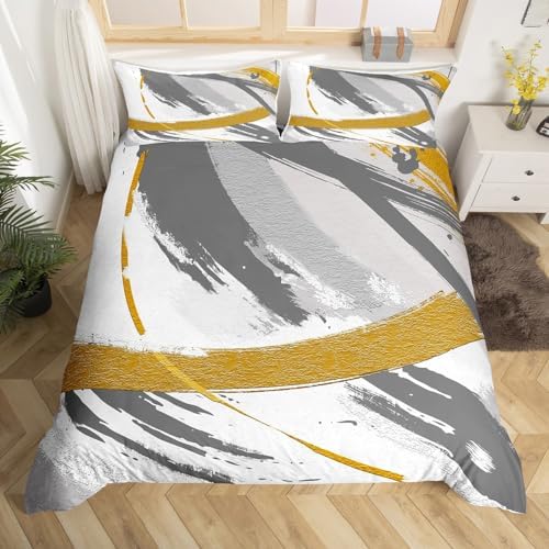 Erosebridal Grey Beige Gray Bedding Full Size Brush Strokes Oil