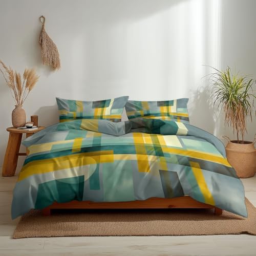 Full Duvet Cover Set Microfiber Gray Bedding Soft & Breathable, with
