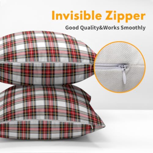 Christmas Scottish Tartan Plaid Outdoor Throw Pillow Cover 22x22 in