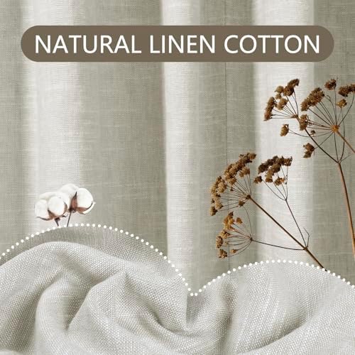 Ivory Bei Tab Top ain 34x63 Inches | Light Reducing Lined Cotton Linen