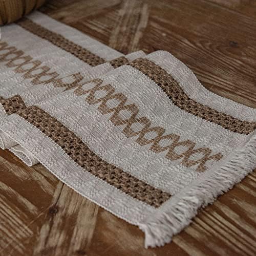 Hsvanyr Farmhouse Long Macrame Tablecloth Runner Cotton Linen with