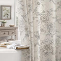 Farmhouse Floral Vintage Shower Curtain for Bathroom, Grey and Tan