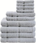 Cotton 10-Piece Towel Set, 100% Cotton Absorbent Towels, Includes 4
