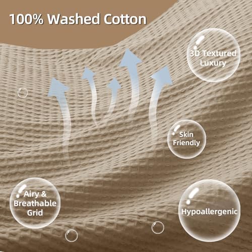 CHUFFED 100% Cotton Waffle Weave Pillowcases 2 Pack King Size, 20x36