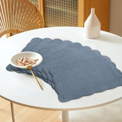 HOMBYS Quilted Placemats Set of 4 Washable-Rectangular Placemats for
