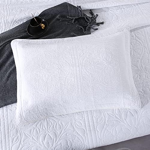 WINLIFE 100% Cotton Quilted Pillow Sham Floral Printed Pillow Cover