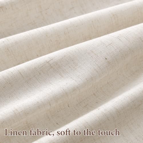 SMABU Extra Long Linen Grommet Curtains 120 Inch Long for Living Room