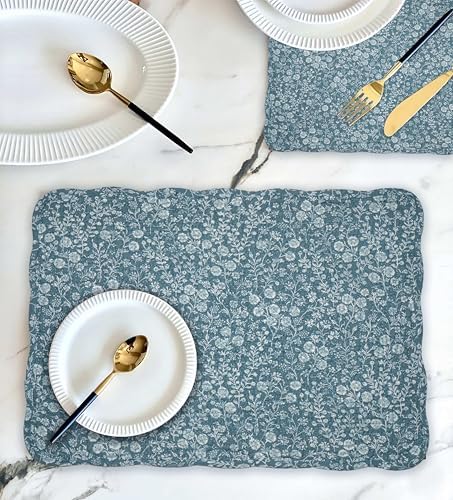 Cloths Quilted Placemats for Dining Table Set of 2, Heat Resistant
