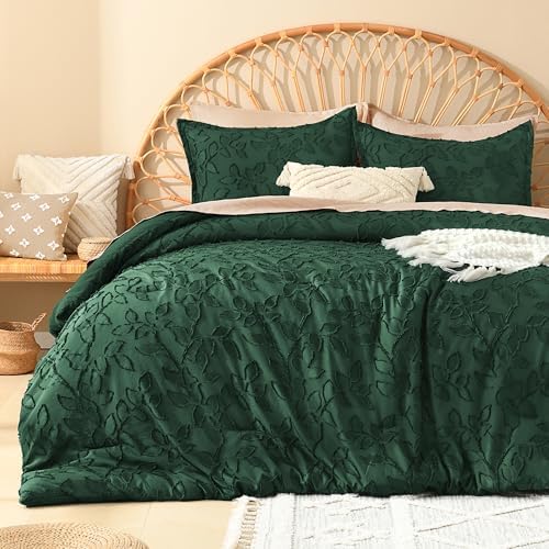 Litanika King Comforter Set, 3PCS Emerald Green Boho Tufted Bedding