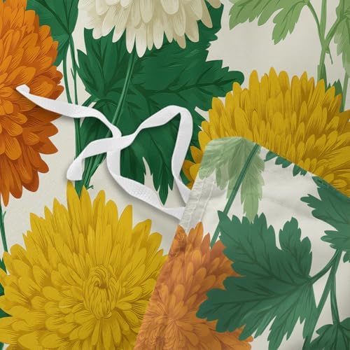King Duvet Cover Set Retro Chrysanthemum and Sage Pattern Bedding Set