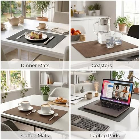 Romanstile Placemats Set of 6, Reversible Faux Leather Wipeable Table
