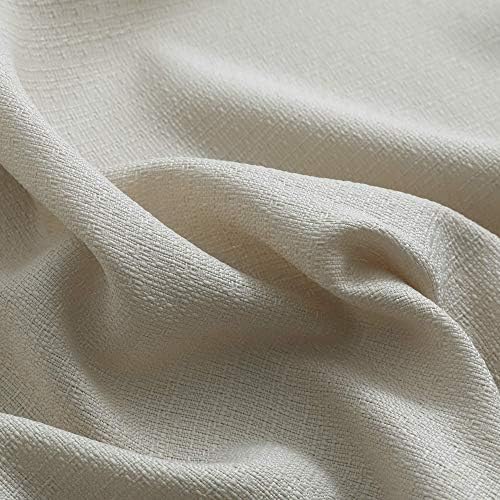 KOUFALL Beige Grommet Semi Sheer Faux Linen Curtains for Bedroom