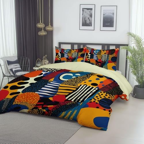 Duvet Cover King Size Abstract Lines Geometry Printed Bedding Set for