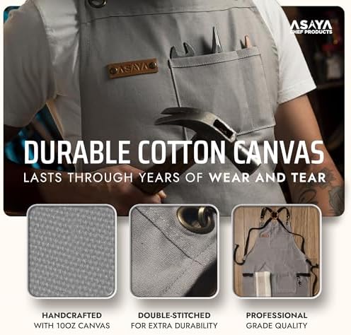 Asaya Chef and BBQ Apron with Bottle Opener and Hand Towel - 10oz