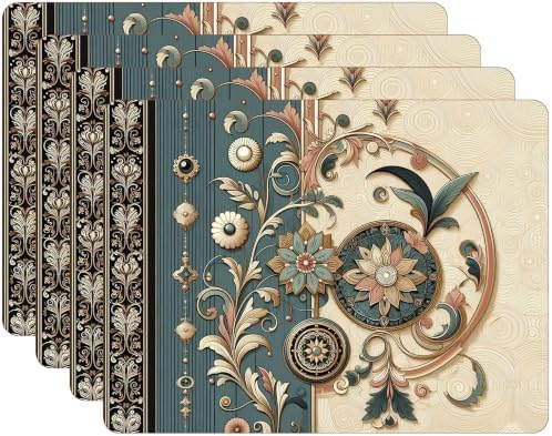 Set of 4 Cork Backed Placemat, Kitchen and Dining Table Decoration