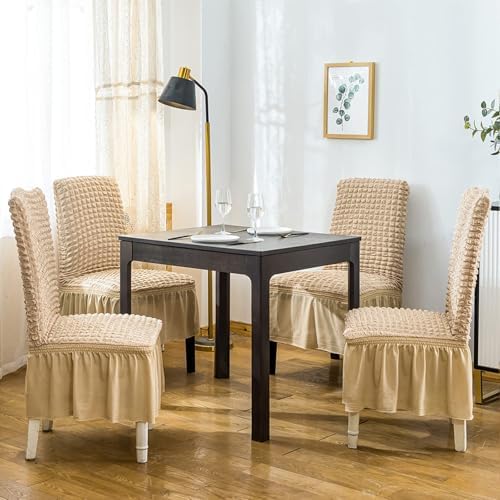 Qubjus Chair Covers for Dining Room Set of 6 Stretch Chair Slipcovers