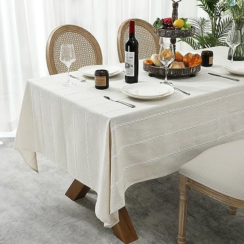 Chassic 60 x 84 inches Farmhouse Style Linen tablecloths, Wrinkle