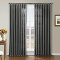 Drapifytex 84”Wx84”L Carbon Grey Living Room Linen Curtain, Pinch