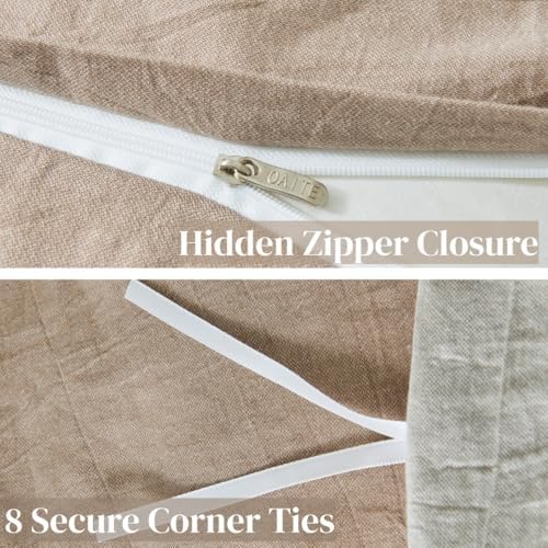 OAITE Duvet Cover Set 100% Washed Cotton Linen Like Queen