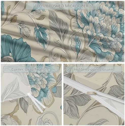 Microfiber Reversible Duvet Cover Full Size - Bohemian Style Flower