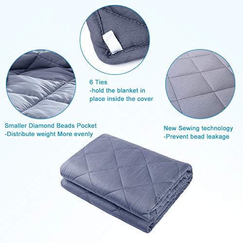 HYPNOSER Weighted Blanket for Adults, 15lbs 48"x72" Twin Size Dark