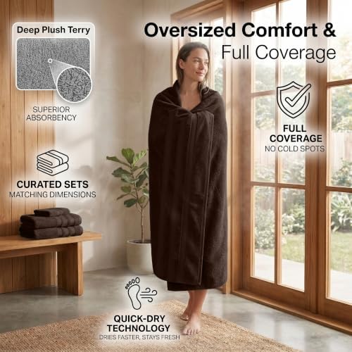 RIVERSIDE Pack of 2 Extra Large Bath Sheets 35 x 70 Inches, 100% Ring
