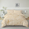 Minimalist Hand Drawn Line Bohemian Style Duvet Cover Reversible Beige
