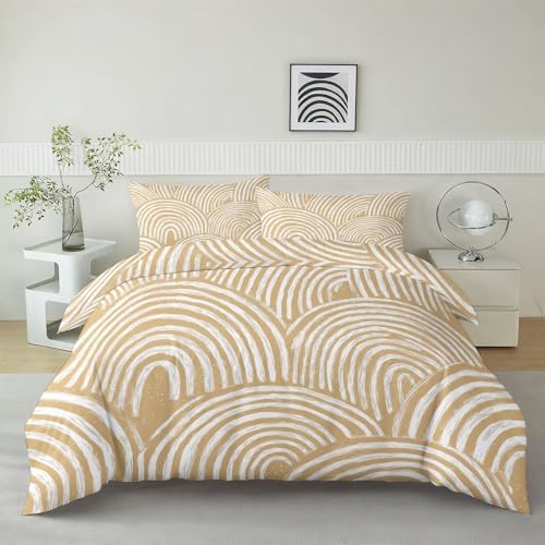 Minimalist Hand Drawn Line Bohemian Style Duvet Cover Reversible Beige